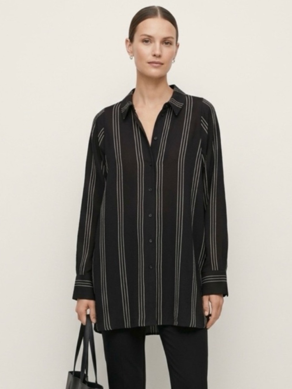🄷&🄼 TREND Black Stripe Button Down Shirt Size 6